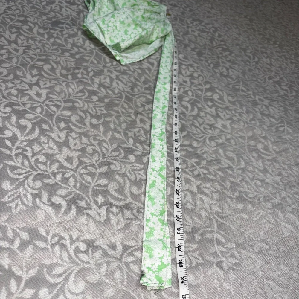 Vintage Green White Floral Calico Half Apron Cottagecore Retro Gathered Waist‎